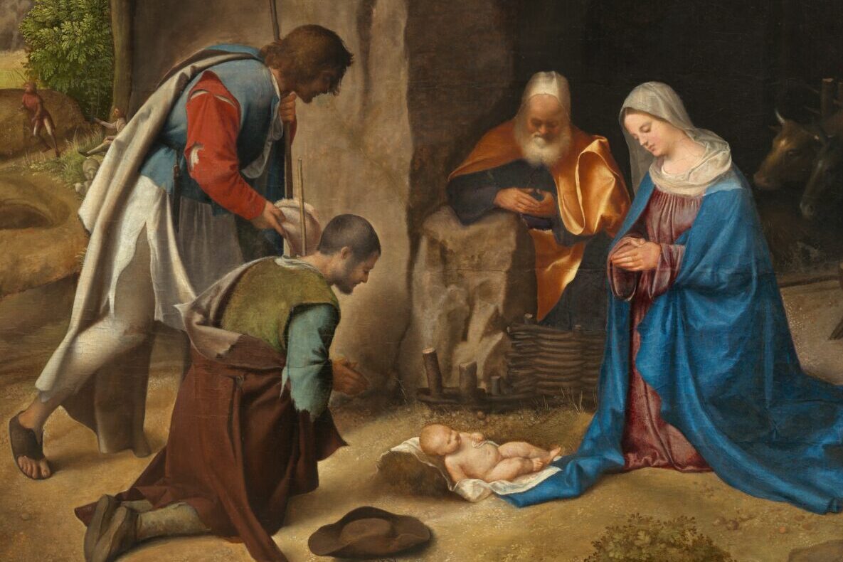 Immagine che riproduce il dipinto di Giorgione, Adorazione dei pastori, conservato alla National Gallery of Art,, Washington, D. C (Pubblico dominio)